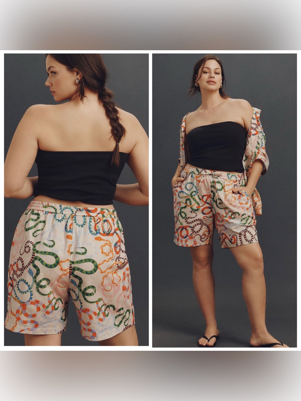 Rachel Antonoff Multicolor Snake-Print Linen-Cotton Shorts 2X Anthropologie EUC - Picture 13 of 13